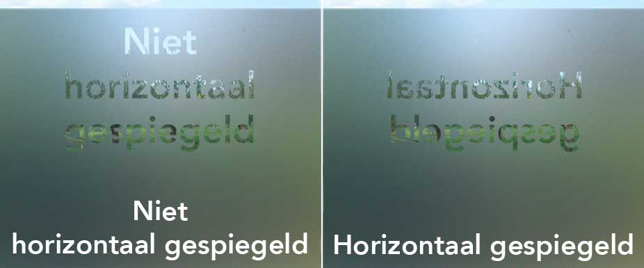 Raamfolie sticker horizontaal spiegelen