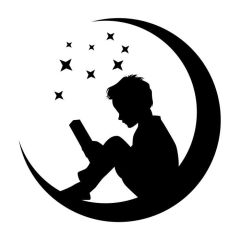 Kind op maan leest boek