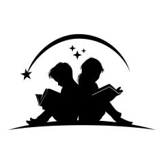 Kinderen lezen boek onder sterren