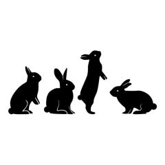 vier konijnen als set sticker muursticker raamsticker