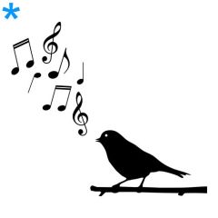 Vogel op tak met muzieknoten